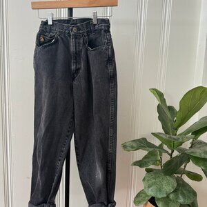 Vintage Chic High Waisted Stone Wash Black Jeans